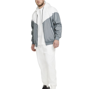 <b>Men's</b> Eco-Friendly Nylon/Cotton Color Block Winter Casual Stand Collar Bomber <b>Jacket</b> Zip-Up Hooded <b>Lightweight</b> Waterproof - Product Image 1