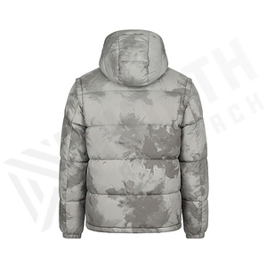เสื้อแจ็คเก็ตมีฮู้ด ผ้าควิลท์ สีเทา ลายพราง แขนยาว หนา เหมาะสำหรับฤดูหนาว บุด้วยโพลีเอสเตอร์ ปิดด้วยซิป ความยาวปกติ - Product Image 2