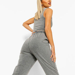 Joggers pour femmes entièrement personnalisables, effet délavé, 100% coton biologique, pantalons de survêtement en molleton français avec strass, personnalisation de la marque - Product Image 5