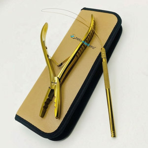 Pince à plasma dorée multifonctionnelle professionnelle en acier inoxydable avec micro-boucle, kit d'outils de pose d'extensions capillaires en gros - Product Image 1