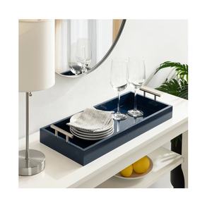 Plateau en bois quantité minimale de commande bas fait à la main avec poignée en métal Grossiste rectangulaire Fabricant vente directe d'usine - Product Image 3