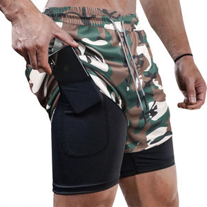 Pantalones Cortos Deportivos 2 en 1 para Hombre con Camuflaje Personalizado, Bolsillo Oculto para Teléfono, Secado Rápido, para Gimnasio y Entrenamiento, con Forro de Compresión - Product Image 1