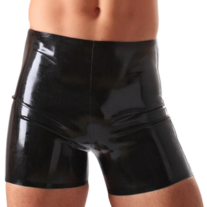 Shorts pour hommes noirs taille haute en Spandex et Nylon, sous-vêtements sexy style tentation, couleur unie, tricotés et ajustés - Product Image 2
