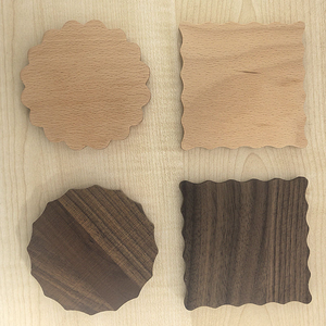 Beech and Black Walnut <b>Wood</b> Cookie Shape Drink Pad, Round, Square Wooden <b>Biscuit</b> Coaster - Product Image 3