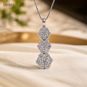 925 Sterling Silver Iced Out Moissanite 3 Flowers Design <b>Pendant</b> Necklace Round Brilliant Cut Trendy Women Jewelry - Product Image 1