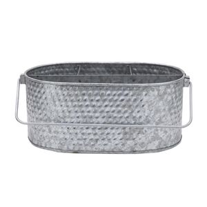 Porte-ustensiles en métal galvanisé avec poignée en bois, organiseur de couverts en acier pour comptoir de cuisine, table à manger, support de rangement - Product Image 4