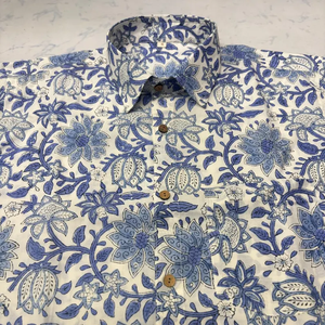 Classic <b>Long</b>-Sleeve Collarless Casual Shirt Featuring Floral Digital Printed Pattern 100% Cotton Summer Shirts - Product Image 2