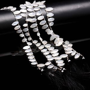Perles de pierre de lune blanche naturelle facettées en forme de marquise, perles de pierre de lune percées sur le côté, perles de pierres précieuses pour la création de bijoux 7x12-8x13MM 8 pouces - Product Image 1