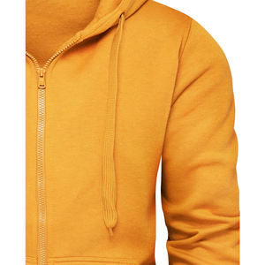 Sudaderas con capucha de algodón y forro polar personalizadas para hombre, para entrenamiento, ejercicio, uso casual, estilo urbano, tela lisa, con cremallera. - Product Image 5