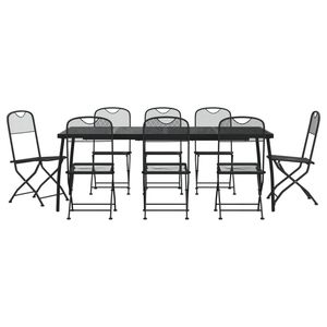 Conjunto de Comedor Plegable de 9 Piezas de Malla Metálica Antracita para Jardín - Product Image 2