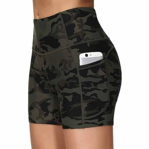 Women's High Waist Camouflage Yoga Shorts With Pockets Sporty Knitted Quick Dry Shorts - Product Image 1