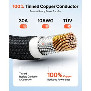 Cavo di Prolunga per Pannello Solare da 30FT, 10 AWG, con Guaina Protettiva Ignifuga, Connettori Femmina e Maschio, Adattatori Solari - Product Image 2