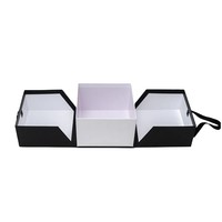 Boîte cadeau cosmétique pour soins de la peau avec couvercle magnétique, emballage de luxe personnalisé, boîte en papier à double porte avec ruban