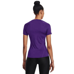 Camiseta de Manga Corta para Mujer, Color Morado Sólido, Cuello Redondo, Corte Ajustado, Secado Rápido, Tejido de Punto, Informal, para Primavera/Verano, para Hacer Ejercicio - Product Image 5
