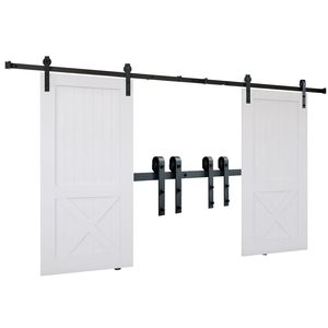 Kit Ferramenta per Porta Scorrevole a Binario Rinforzato da 2,4 m (8FT) per Porte Doppie, Capacità 150 kg (330 LBS), Adatto per Porte Larghe 1,15 m (3.7FT) e 1,3 m (4.3FT), con Binario da 3 cm (1.3\") e 2,5 cm (1.3\") - Product Image 1