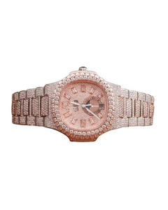 High Quality Round Cut Quartz Movement Stainless Steel Watch Stainless Steel Band Custom <b>Smart</b> Pink Dial 41mm ETA Unisex Luxury - Product Image 1