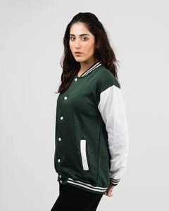Veste universitaire marron et crème pour femme, manches longues, boutonnée, design contrasté, pour l'automne - Product Image 5