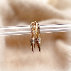14K Gold Gold Plated Spike Hoop <b>Earrings</b> Zircon Inlay Women Everyday Wear Wedding Luxury <b>Fine</b> Jewelry Gift - Product Image 2