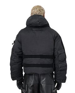 Veste d'hiver rembourrée légère noire de haute qualité avec capuche, fermeture éclair, masque intégré, plusieurs poches, logo personnalisé, pour homme - Product Image 5