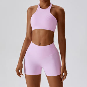 Custom OEM Solid Yoga Shorts V-<b>Shaped</b> Waist Tummy Control Full Length for Breathable Moisture Wicking Stretch Fabric Gym - Product Image 2