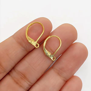 Crochets de boucles d'oreilles en laiton plaqué or et plaqué argent, fermoirs français pour la fabrication de bijoux, vente en gros - Product Image 2