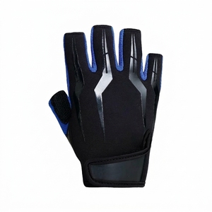 Gants de fitness demi-doigts respirants en maille pour la musculation, l'entraînement et la protection des mains, unisexe, bleu et noir - Product Image 2