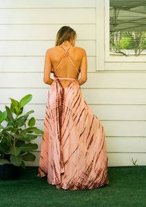 Elegante Tie Dye Maxi vestido de moda verano noche Casual desgaste sólido patrón botón decoración al por mayor playa vacaciones - Product Image 3
