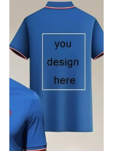 Men's Blue Polo Shirt Short Sleeve Knitted Solid Color Back Design Casual Style - Product Image 3