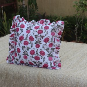 Handmade Bohemian Cotton Pillow Covers Luxury <b>Indian</b> Block Print Frill Cushion Cover Floral <b>Throw</b> Raffle Home Hospital - Product Image 3