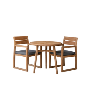 Ensemble bistrot de jardin ARTERRA en teck de qualité supérieure, table ronde et chaises pour l'extérieur, mobilier de luxe pour patio, balcon, restaurant - Product Image 1