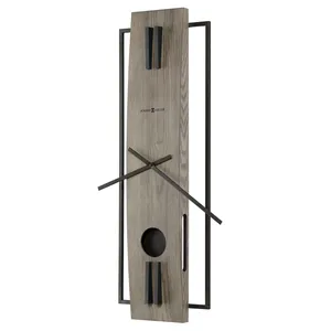 Minimalist Wooden <b>Wall</b> Clock With Metal <b>Frame</b> And Pendulum For Home Decor Living Room Rectangle Abstract <b>Design</b> - Product Image 4