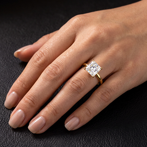 Bague de fiançailles de luxe en diamant de laboratoire taille princesse certifiée IGI, or jaune 14 carats, solitaire, pour mariée, bijoux fins pour femme - Product Image 2