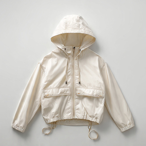 Sudadera con capucha impermeable OEM para mujer, estilo urbano, cortavientos con media cremallera, para dama - Product Image 4
