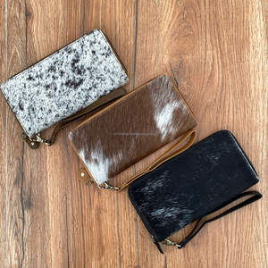 Precio de fábrica, monedero de piel de vaca para mujer, cartera con cremallera, Cartera de mano larga de cuero genuino, tarjetero, carteras para mujer - Product Image 4