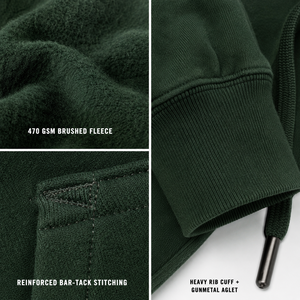 Sweat-shirt à capuche vert foncé pour homme, coupe classique, en molleton de coton, décontracté, avec poche avant, pour l'automne - Product Image 6