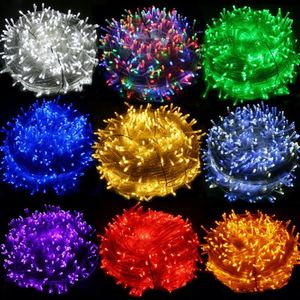 Christmas 3500K Warm White LED <b>Light</b> <b>String</b> 100 LEDs 2V IP65 Waterproof Printed Fabric Outdoor Holiday Wedding Party Decoration - Product Image 1