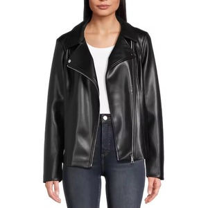 Wholesale Custom Hooded Women <b>Leather</b> <b>Jacket</b> Genuine Motorcycle Biker Coat Slim Fit <b>Real</b> Sheepskin Outerwear Apparel Top - Product Image 1