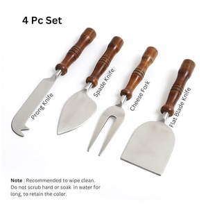 Collection de couteaux à fromage haut de gamme à manche en bois artisanal – Couverts en acier inoxydable robustes pour plateaux de dégustation - Product Image 2