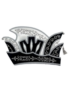 Sombrero de Carnaval Bordado en Blanco y Negro con Borla, Gorra de Príncipe de Carnaval Hecha de Satén Formal - Product Image 6