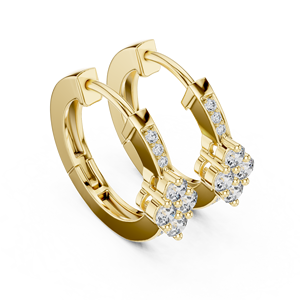 18K <b>Solid</b> Gold Round Cut Cluster Lab Grown Diamond Huggie <b>Hoop</b> <b>Earrings</b> for Women DEF VVS CVD Diamond Luxury Fine Jewelry Gifts - Product Image 3