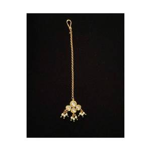 Elegant <b>Bridal</b> Maangtika Gold Plated Traditional Head Jewelry with Kundan Stones for Wedding Festive Wear - Product Image 6