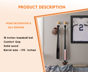 Maple Wood 18 inch <b>Baseball</b> <b>Bat</b> Softball <b>Bat</b> Home Decor Lightweight for Youth & Adult in 10 oz by NAQQASH SPORTS - Product Image 4