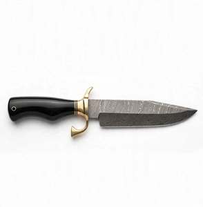 Couteau de boucher artisanal en acier Damas, manche en ébène et laiton, outil de cuisine - Product Image 4