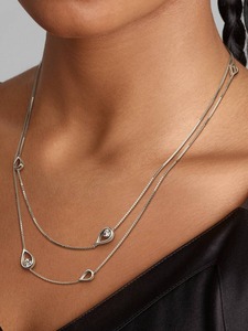 Luxury Double Layer Teardrop <b>Pendant</b> Necklace with 18K <b>Solid</b> <b>Gold</b> Link Chain Elegant Minimalist Wedding Women's Jewelry - Product Image 4