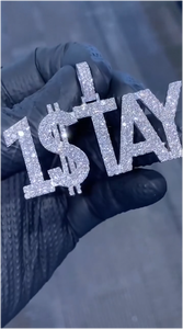 Collier Pendentif Lettre Cursive Personnalisée en Moissanite Ronde, Plaqué Or et Argent, Bijou Hip Hop avec Breloques Iced Out, Idéal Cadeau - Product Image 4