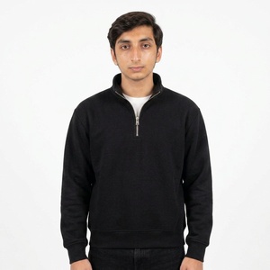 Sweat-shirt personnalisé pour homme à col montant zippé, en molleton de coton épais, coupe décontractée, style streetwear décontracté - Product Image 1