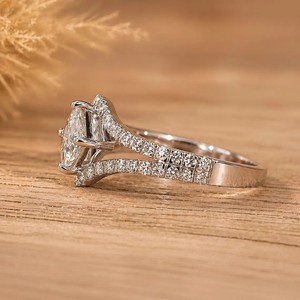 <span class=keywords><strong>Anello</strong></span> di fidanzamento solitario con diamante da laboratorio taglio Princess e rotondo in oro massiccio 10K 14K 18K, certificato IGI, colore DEF, purezza VS VVS, con montatura a gambo diviso - Product Image 5