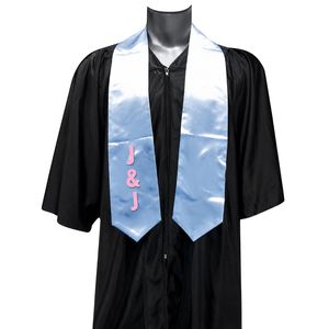 Étole de graduation en satin pour homme Jack & Jill avec lettres d'organisation, bleu clair, pour cérémonies et événements, vente en gros - Product Image 1