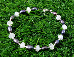 Natural Black Freshwater Pearl & Moonstone Bracelet Handmade 925 Sterling <b>Silver</b> Beaded Bracelet, Elegant Gift for Her - Product Image 5