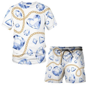 Men's Summer Breathable <b>Quick</b> Dry 100% Cotton Customized Color Silk Screen Printed Fashion Shorts T-Shirt Set Plus Size Set - Product Image 2
